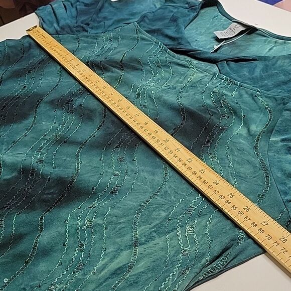 NEW 2X CATHERINE'S GREEN BLACK SEQUIN 3/4 SLEEVE HOLIDAY TUNIC TOP 22 24 NWT - Picture 4 of 11